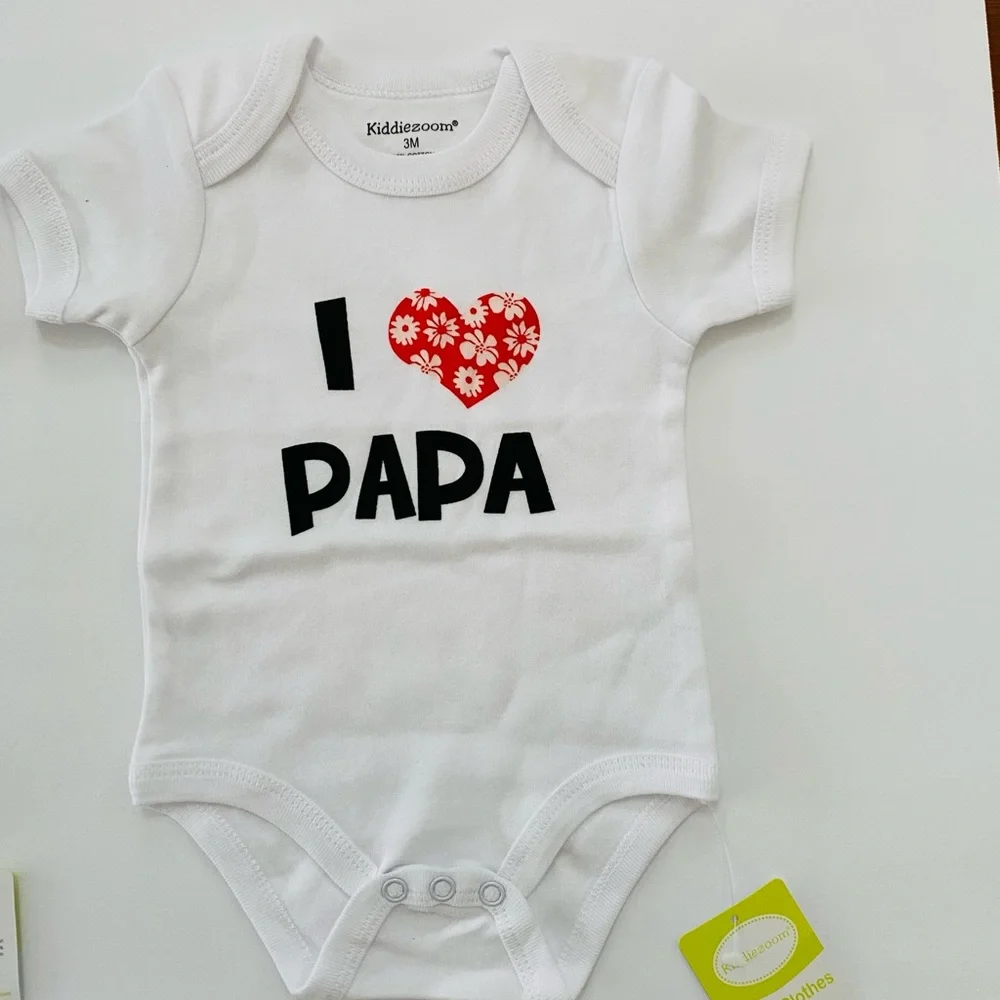 Unisex Infant Baby I Love Papa I Love Mama Bodysuit Onesie White 3 Months